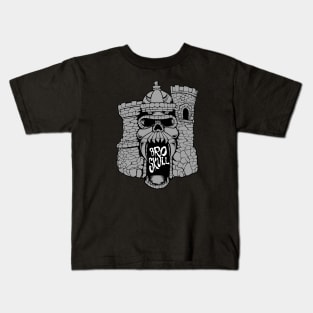 Broskull Logo V.2 Grey Castle with White Letters Kids T-Shirt